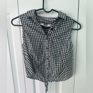 Guess Black and White Gingham Sleeveless Shirt